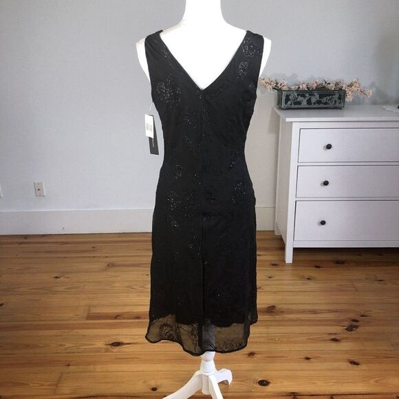 New Faith Love Passion Dress 9 Black Sparkle Surplice Sleeveless Sheath Cocktail - Picture 5 of 12